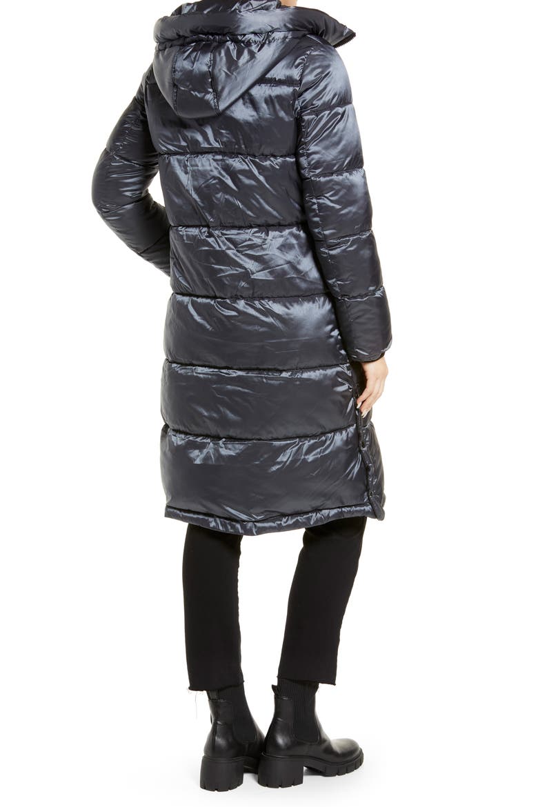 Sam Edlelman Water Repellent Iridescent Puffer Coat, Alternate, color, GUNMETAL