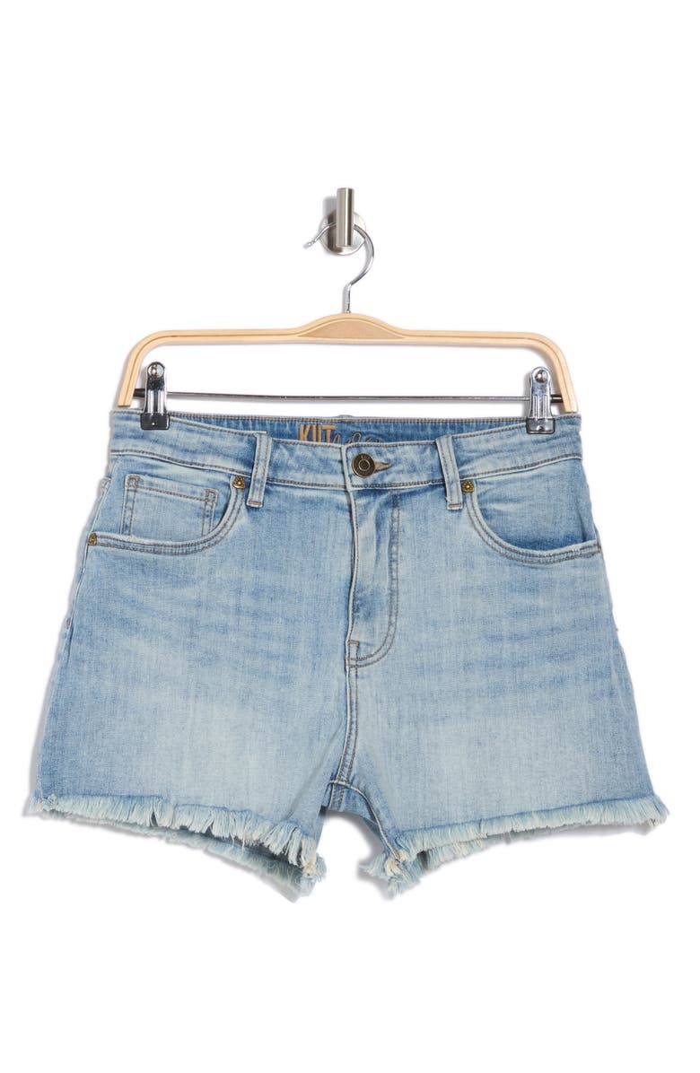 Kat High Waist Fray Hem Denim Shorts