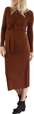 Angel Maternity Knit Midi Maternity/Nursing Dress