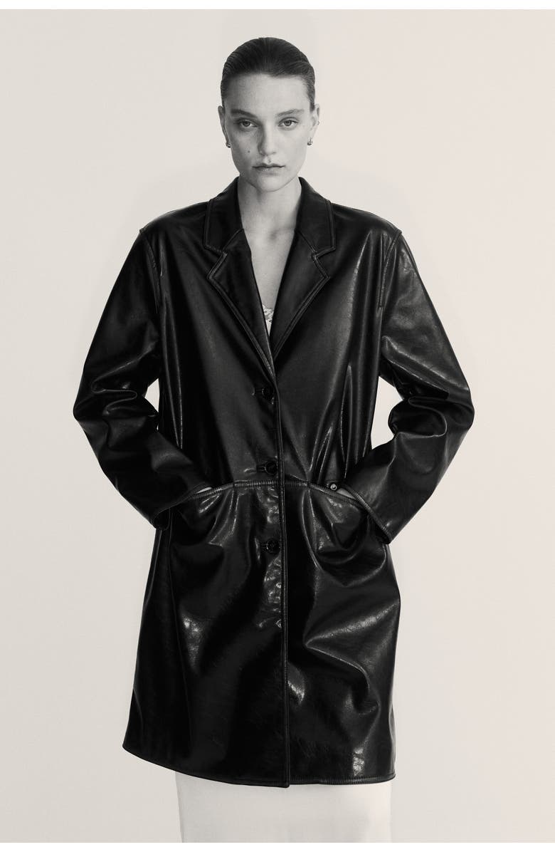 H&M Coated Coat, Alternate, color, Dark Brown