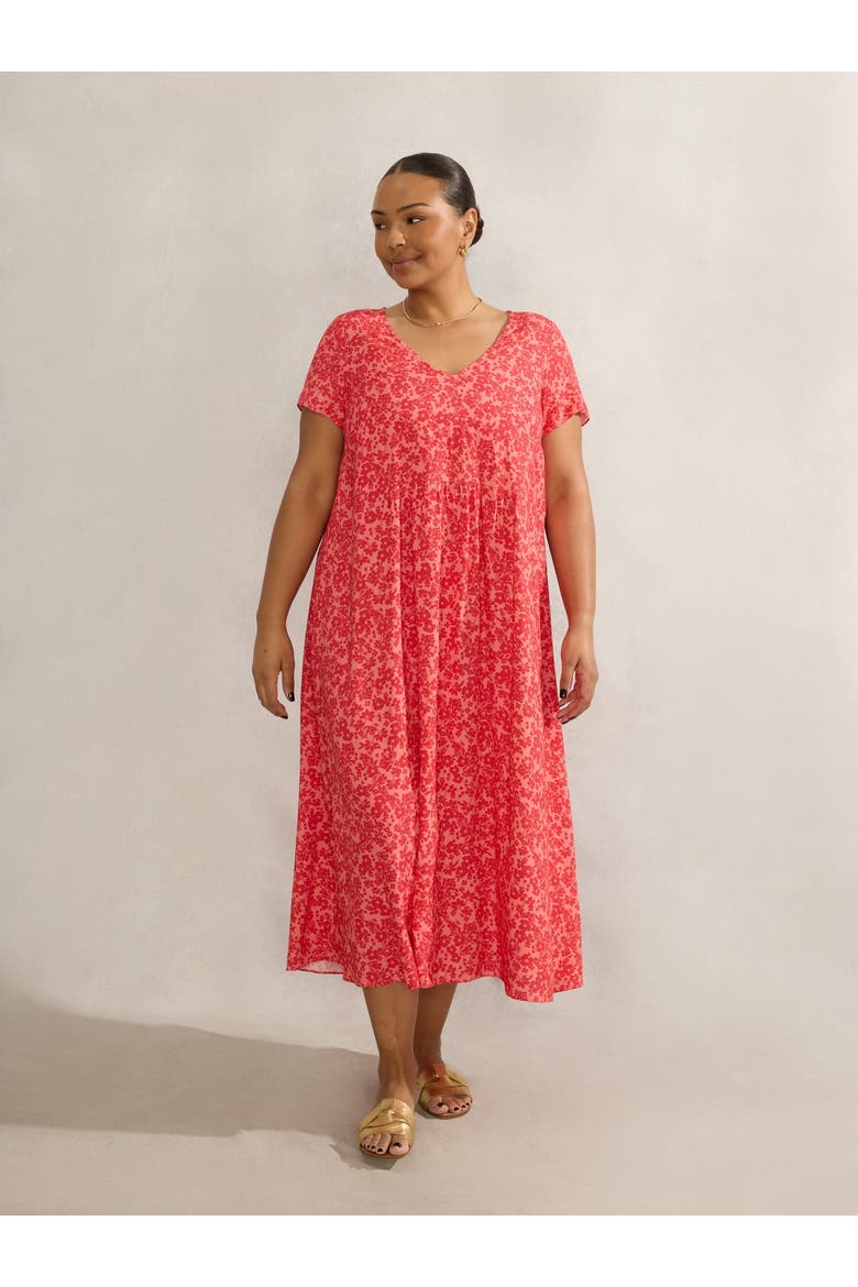 Short Sleeve V-Neck Midi Dress, Alternate, color, Pink