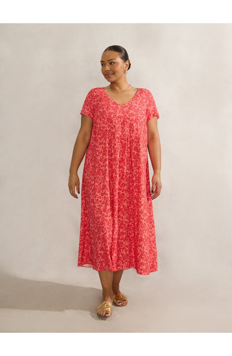 Live Unlimited Short Sleeve V-Neck Midi Dress, Alternate, color, Pink