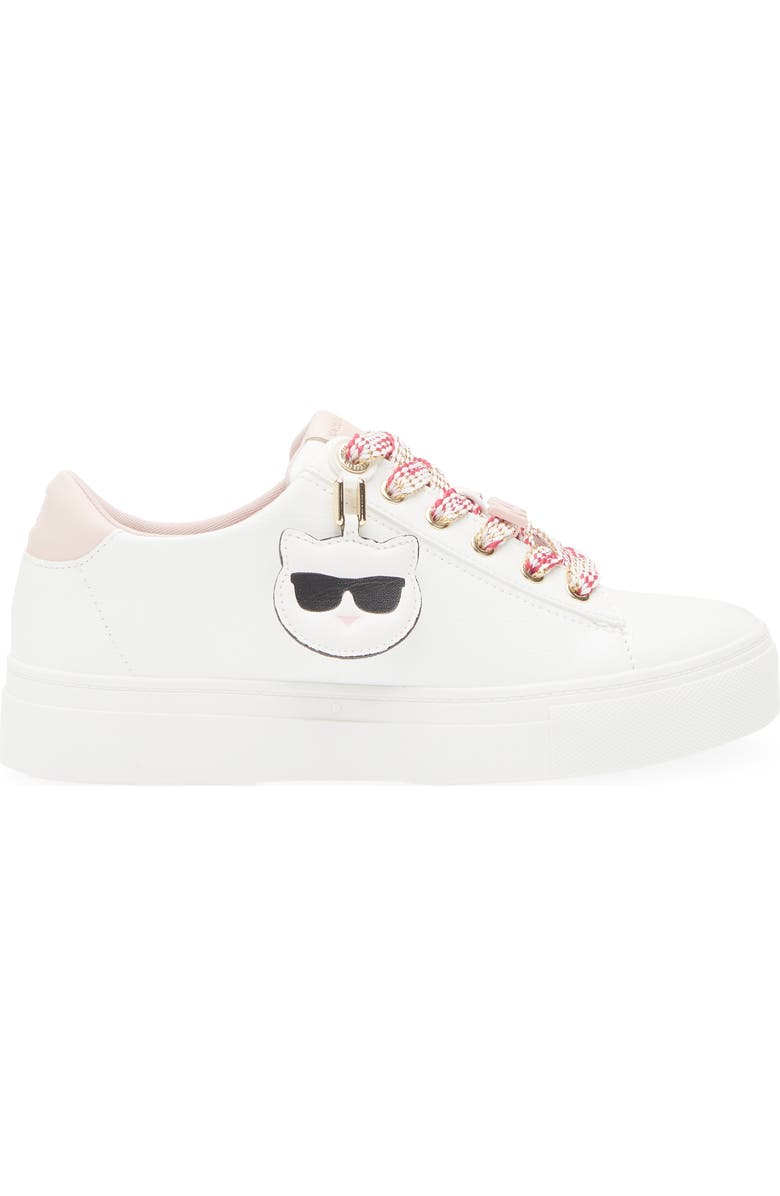 KARL LAGERFELD PARIS Capree Karl Choupette Low Top Sneaker, Alternate, color, White/ Blush Combo