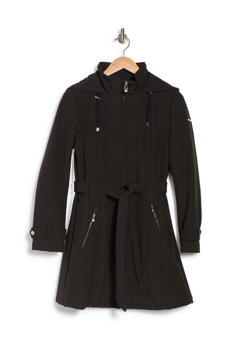 KARL LAGERFELD PARIS Belted Softshell Parka, Alternate, color, 