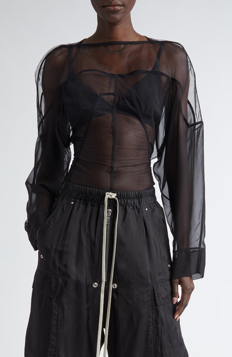 Rick Owens Collage Paneled Long Sleeve Top, Main, color,