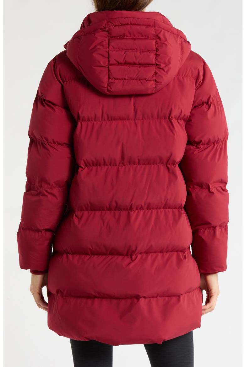 Warm Up Hooded Long Puffer Coat, Alternate, color, RUBY RUSH