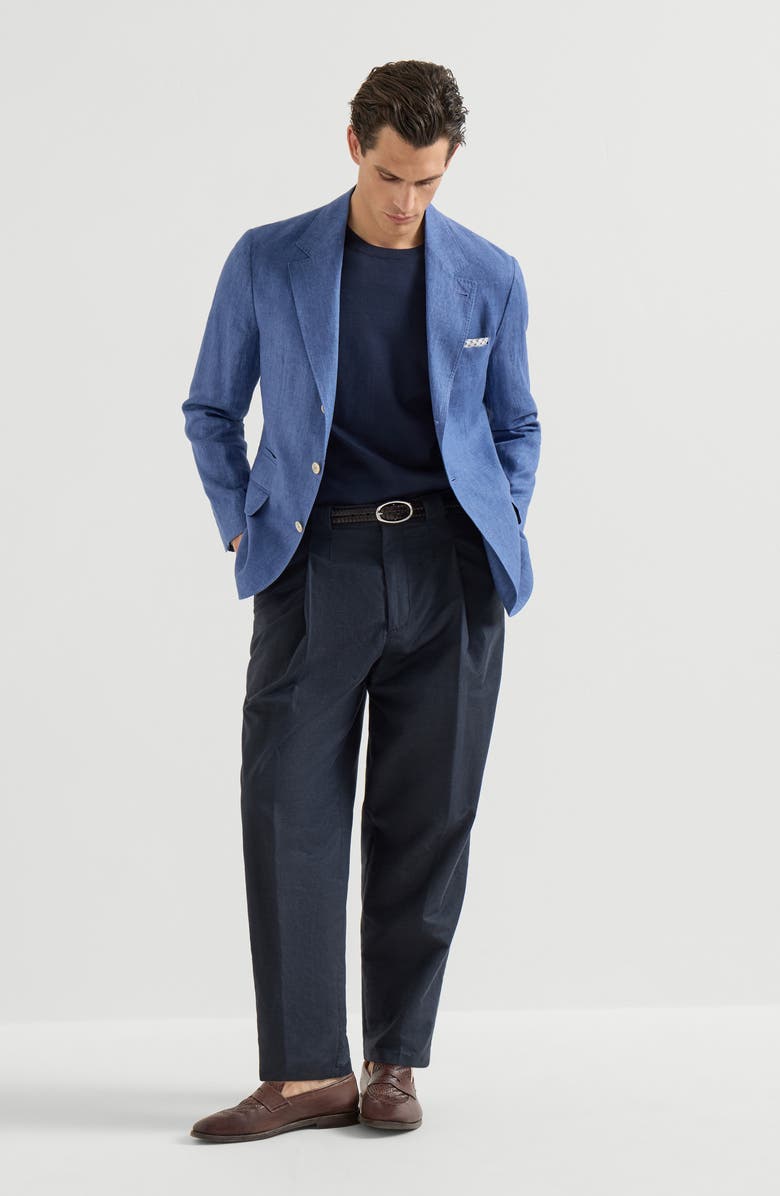 Brunello Cucinelli Linen unconstructed blazer, Alternate, color, Denim