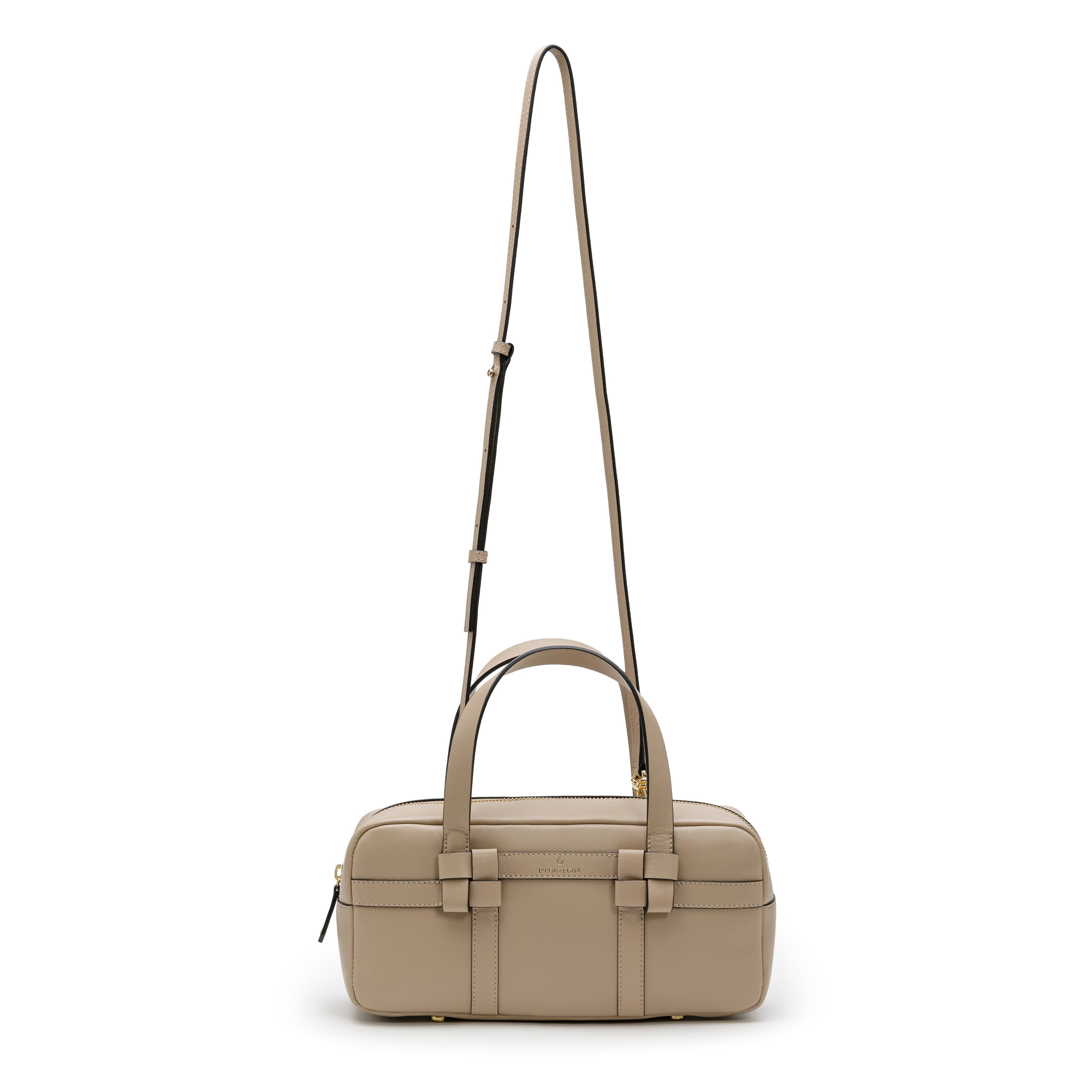 Bibi Leather Bag With Shoulder Strap And Iconic Knots, Alternate, color, Taupe
