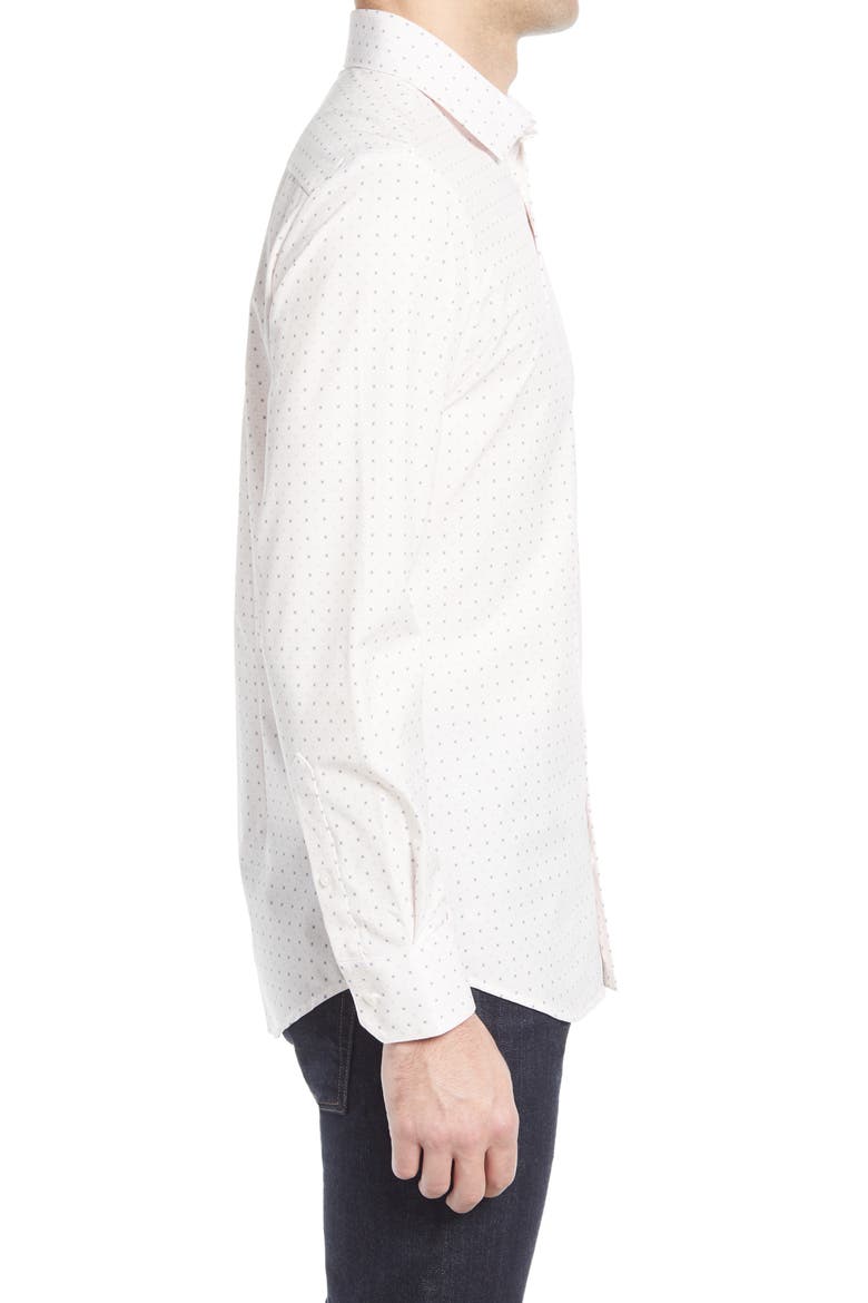 Leeward Stretch Dot Button-Up Shirt, Alternate, color, PINK CHECK WITH PRINT