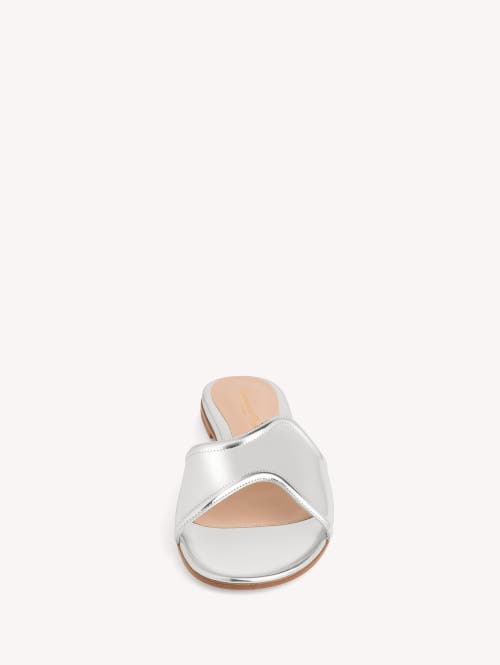 Gianvito Rossi Wavy Metallic Flat Slide Sandals In Silver