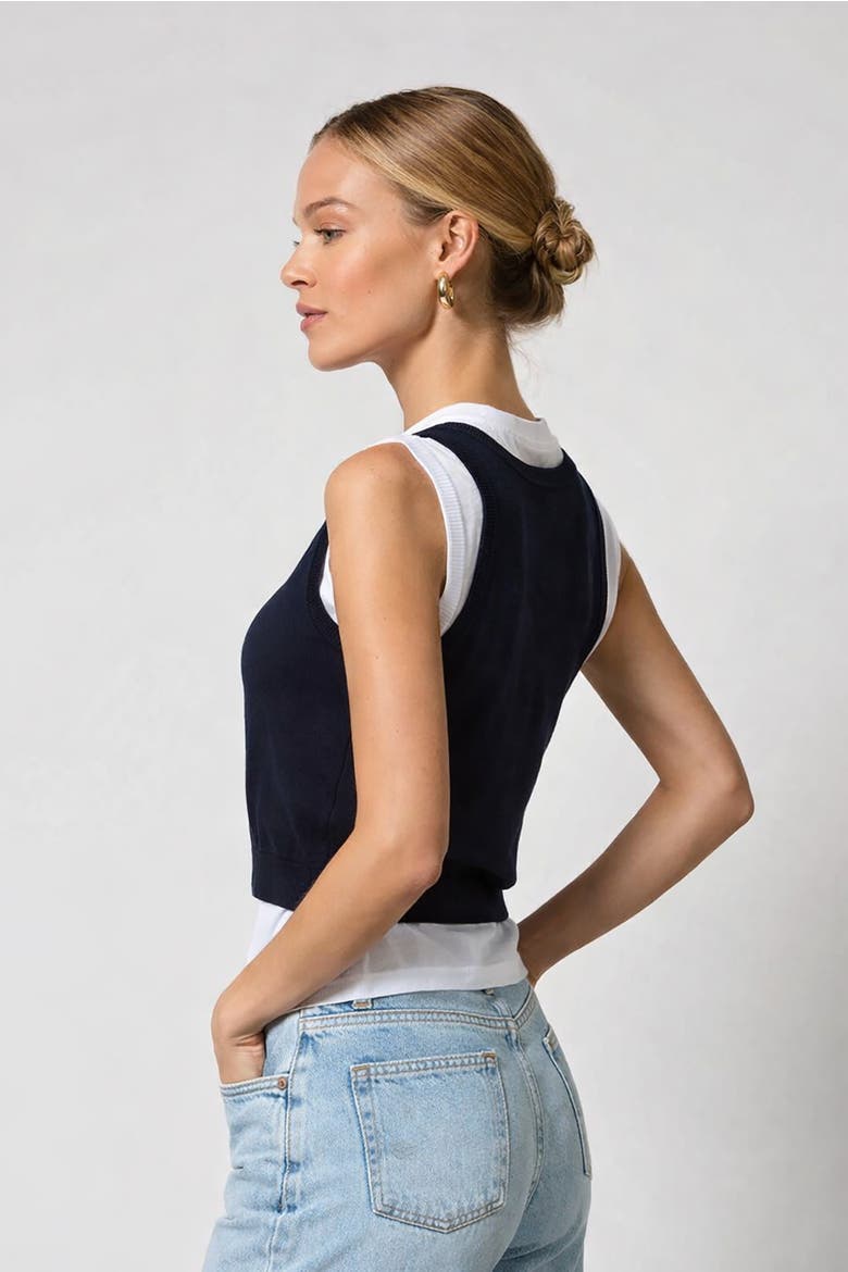 Coen Double Layer Sweater, Alternate, color, NAVY/WHITE