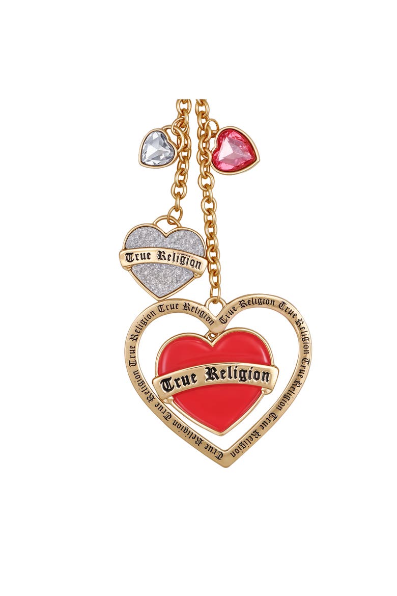 Triple Heart Bag Charm, Alternate, color, Gold Tone