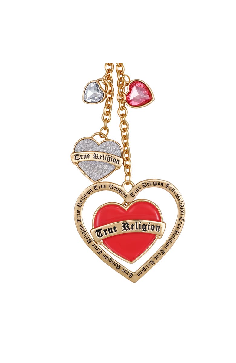 True Religion Triple Heart Bag Charm, Alternate, color, Gold Tone