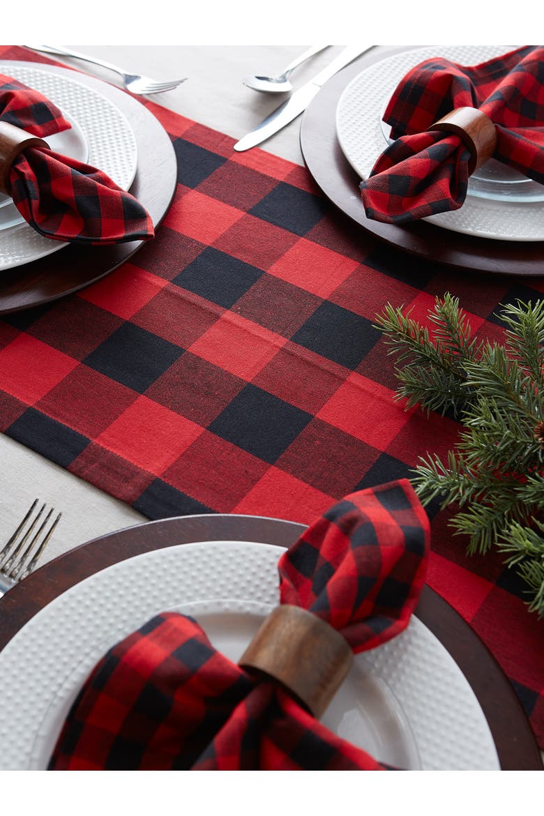 Buffalo Check 14x72" Table Runner, Alternate, color, Red & Black