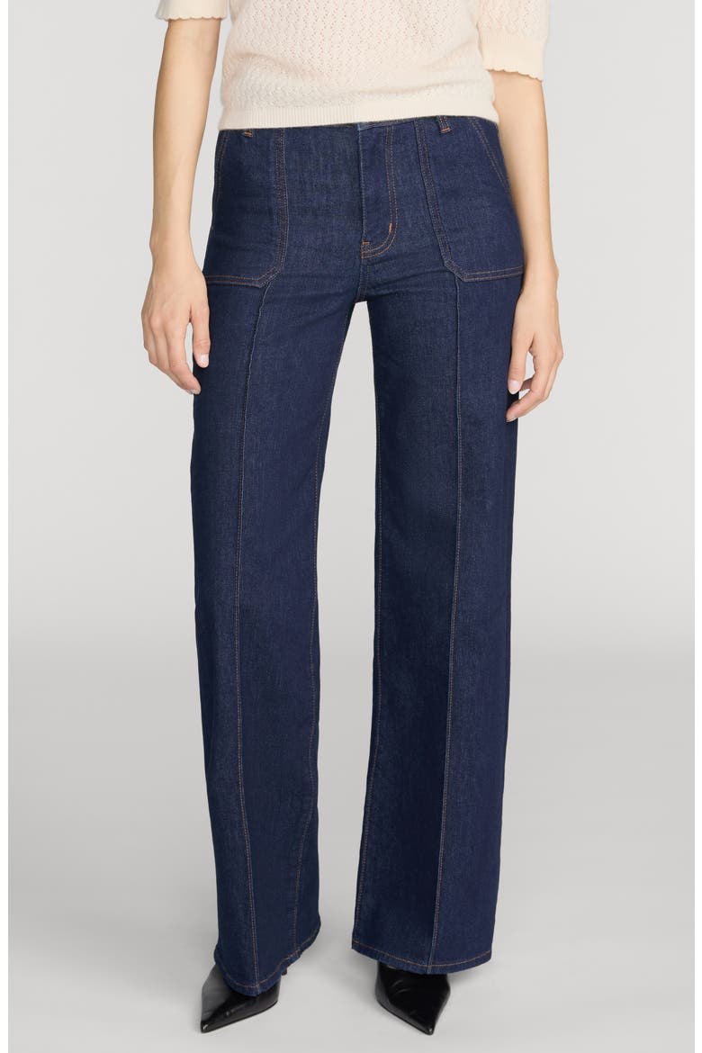 Le Pixie Slim Palazzo Pintuck Petite Wide Leg Jeans, Main, color, RINSE