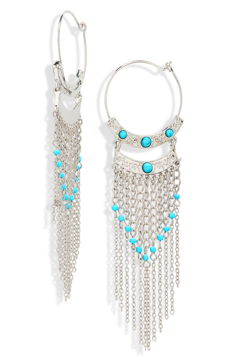 BP. Boho Drop Earrings, Main, color, Rhodium- Turquoise