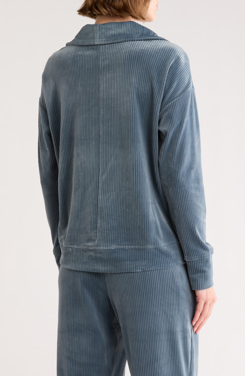 APANA Ribbed Velour Quarter Zip Sweatshirt, Alternate, color, Stormy Weather