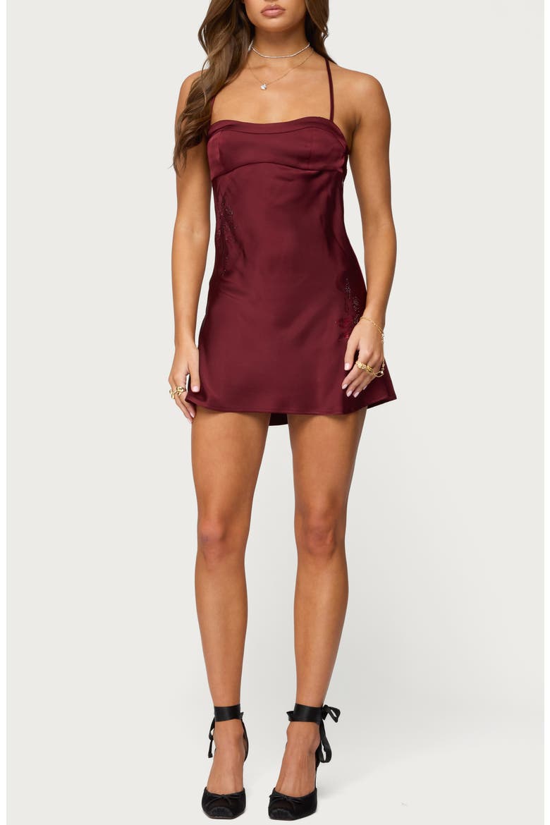 Nalah Satin Minidress, Main, color, BURGUNDY