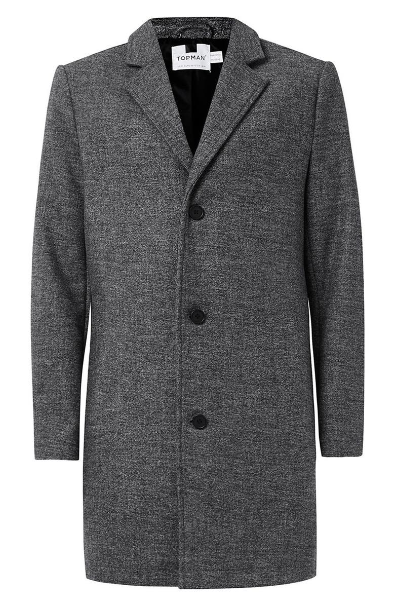Topman Wool Blend Overcoat, Alternate, color,