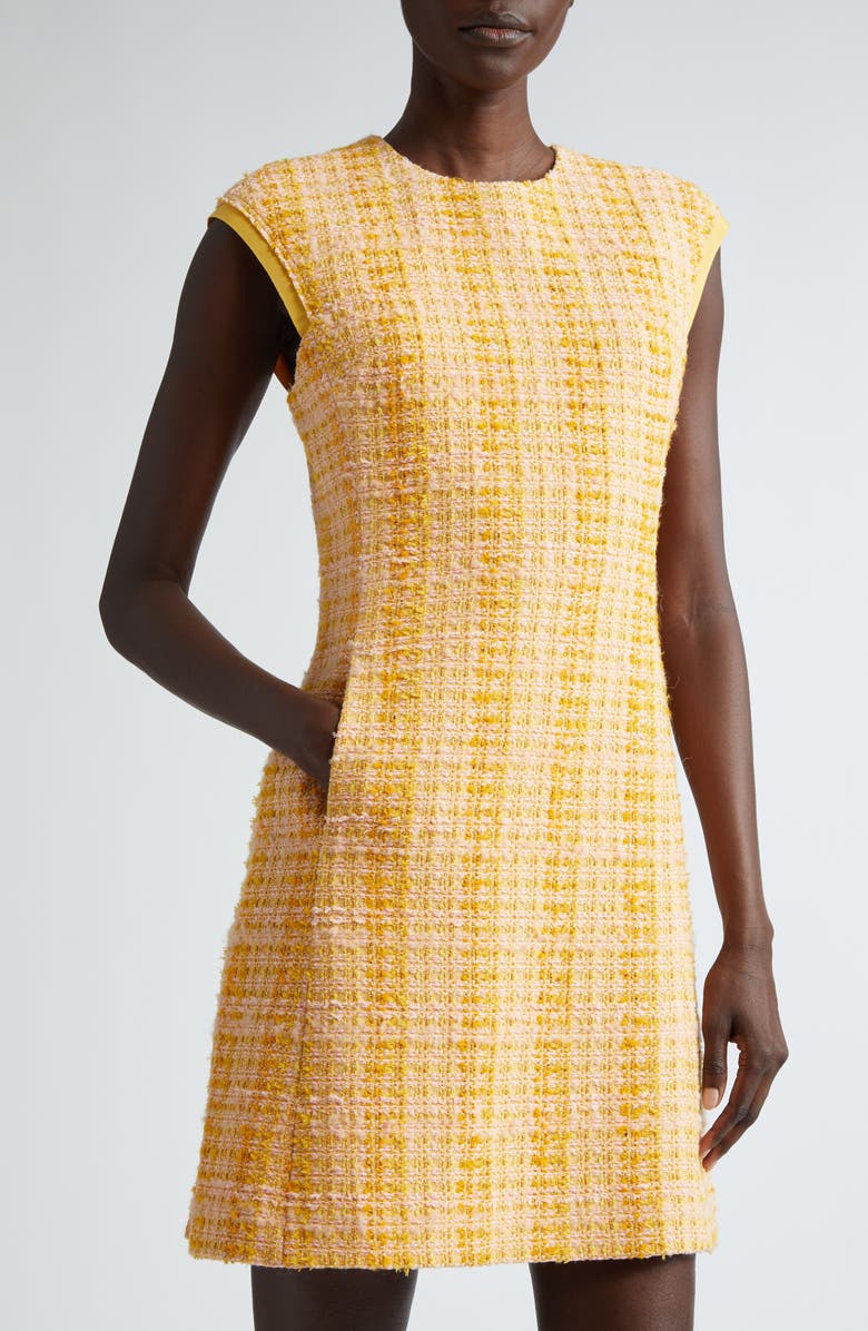 ST. JOHN Italian Slubbed Tweed Knit A-Line Dress, Alternate, color, Sodm Sonora/Dune Multi