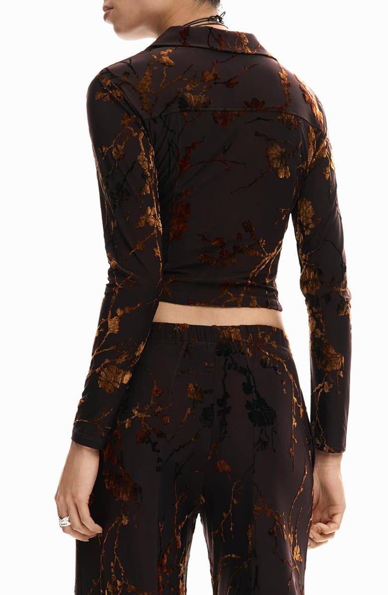 Desigual Zip Front Long Sleeve Shirt, Alternate, color, 