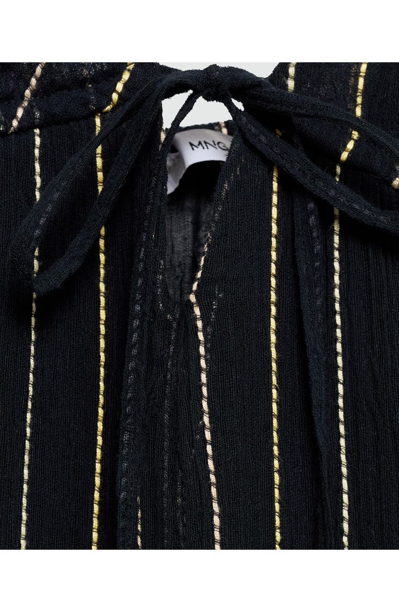 MANGO Dobby Stripe Cotton Blend Sundress, Alternate, color, Black