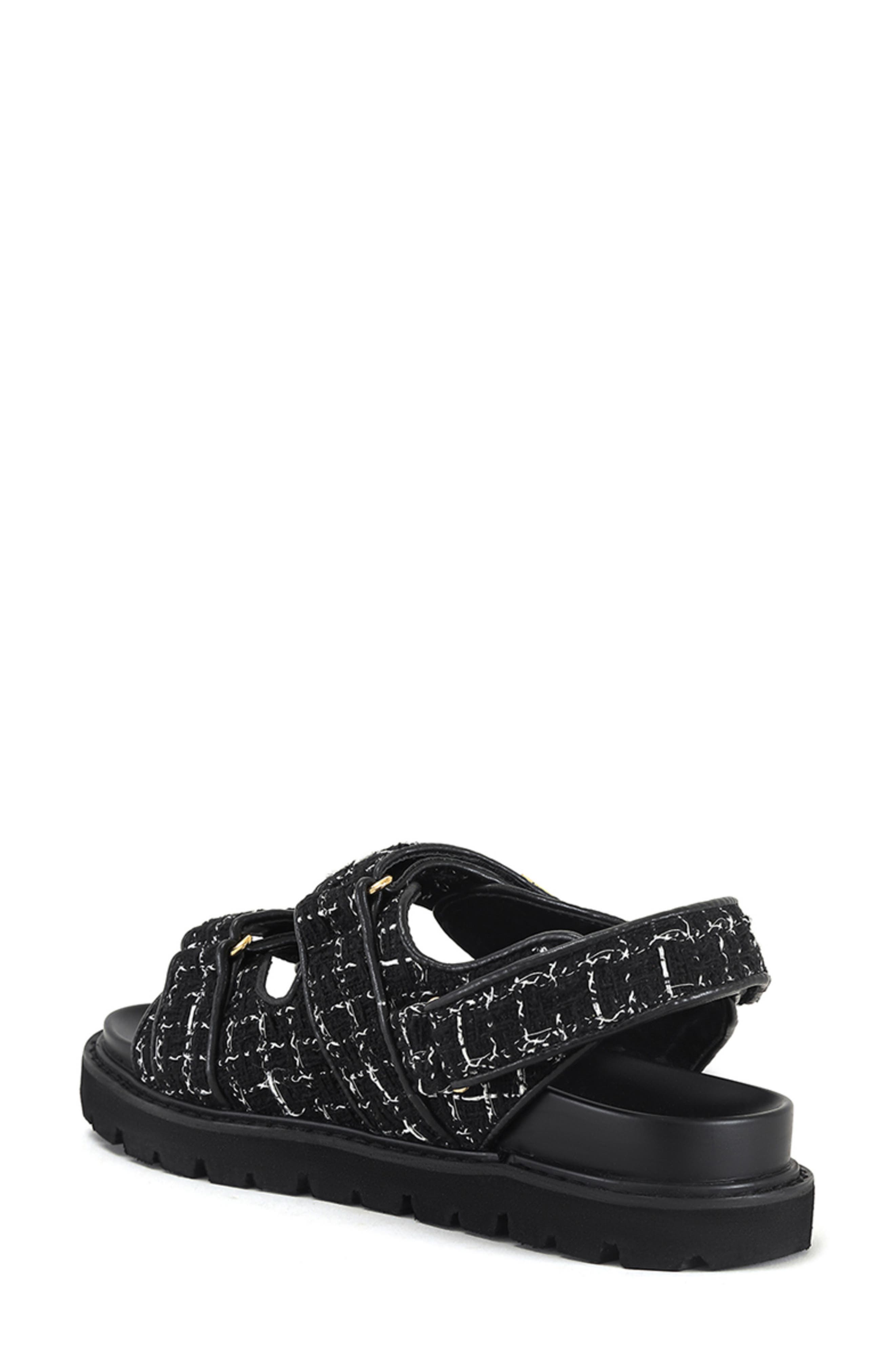 AZALEA WANG Sandie Tweed Slingback Sandal, Alternate, color, Black