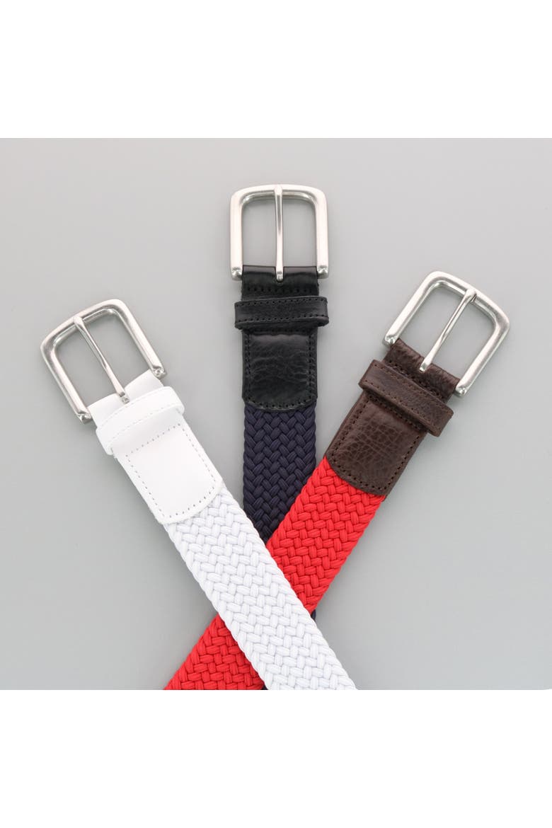Riverside Solid Stretch Weave Belt, Alternate, color, White