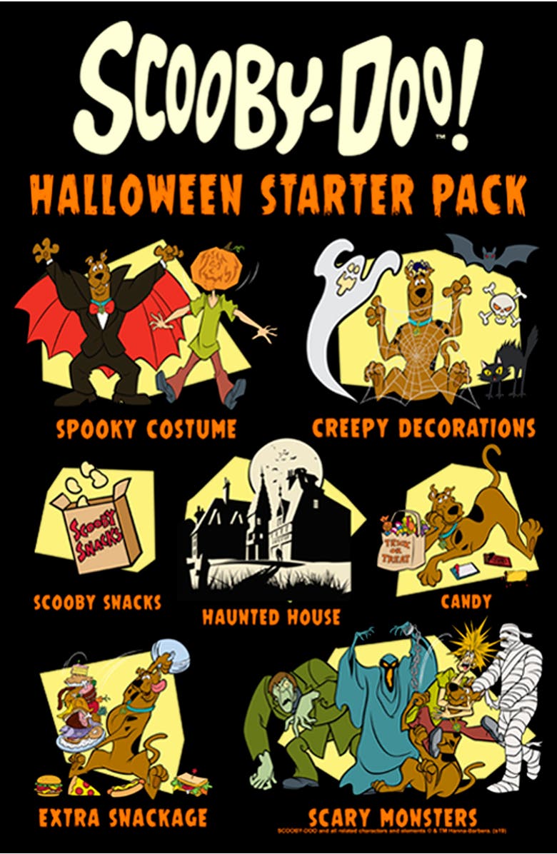 Scooby Doo Boy's Scooby Doo Halloween Starter Pack Graphic T-Shirt, Alternate, color, Black