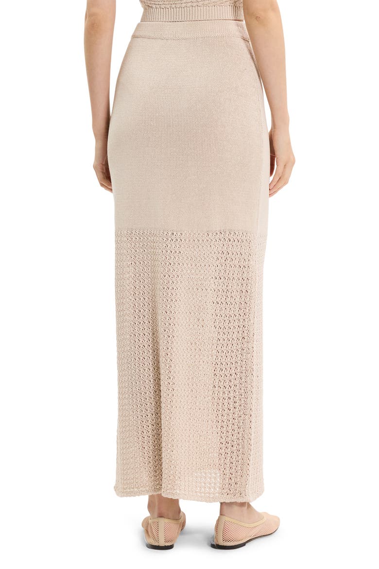 Open Stitch Detail Cotton Maxi Sweater Skirt, Alternate, color, ALMOND