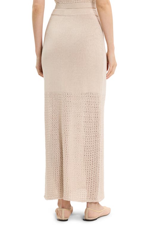 Theory Open Stitch Detail Cotton Maxi Sweater Skirt In Brown