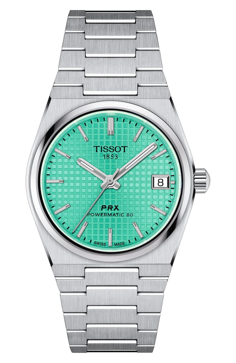 Tissot PRX Auto Powermatic 80 Bracelet Watch, 35mm, Main, color, Silver/ Light Green