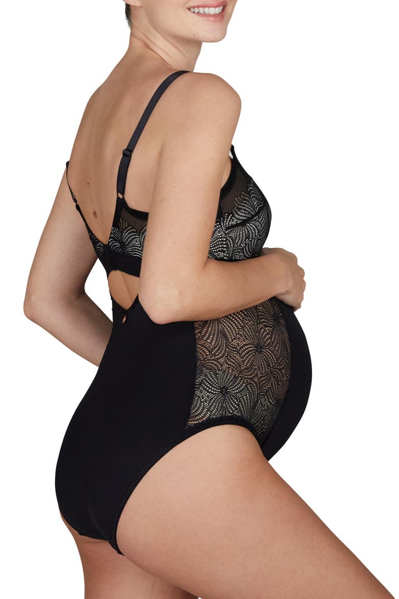 Dahlia Maternity/Nursing Bodysuit, Alternate, color, BLACK