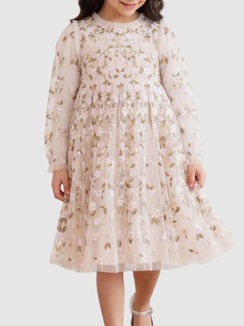 Camellia Ditsy Long Sleeve Kids Dress