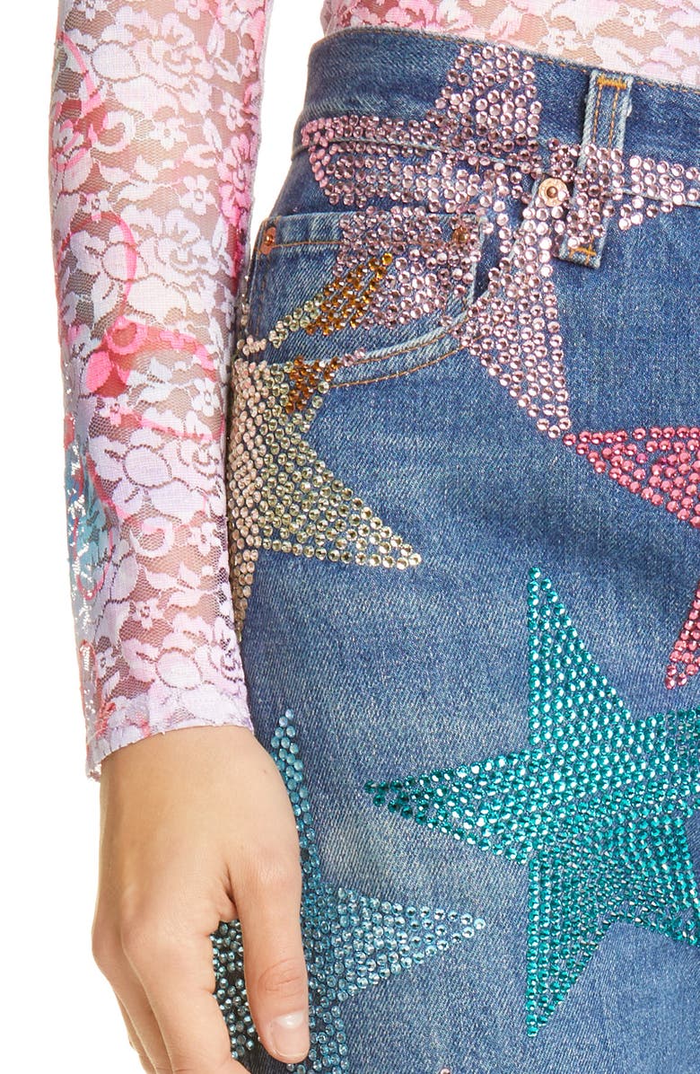 Collina Strada x Levi’s<sup>®</sup> Star Capsule Rhinestone 501<sup>®</sup> Straight Leg Jeans, Alternate, color, 