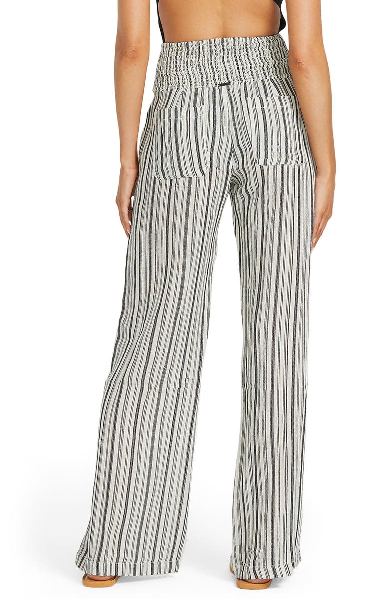 Billabong New Waves Stripe Wide Leg Pants, Alternate, color, Black Pebb