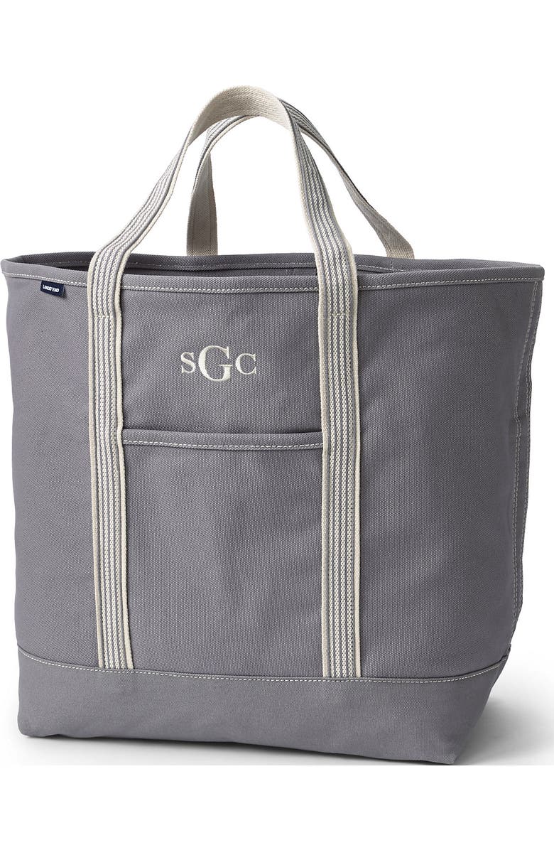 Lands' End Open Top Canvas Tote Bag, Alternate, color, Silver Graphite