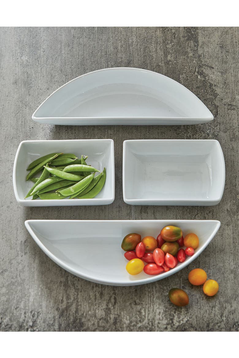 Whiteware Modular 4 Piece Porcelain Dinnerware Set, Alternate, color, White