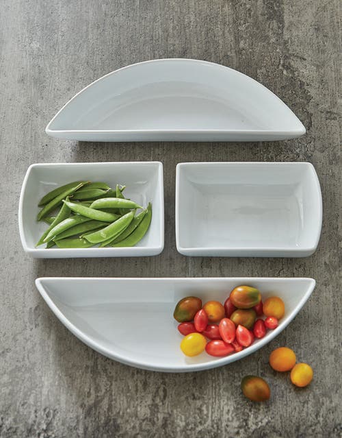 Tag Whiteware Modular 4 Piece Porcelain Dinnerware Set In White