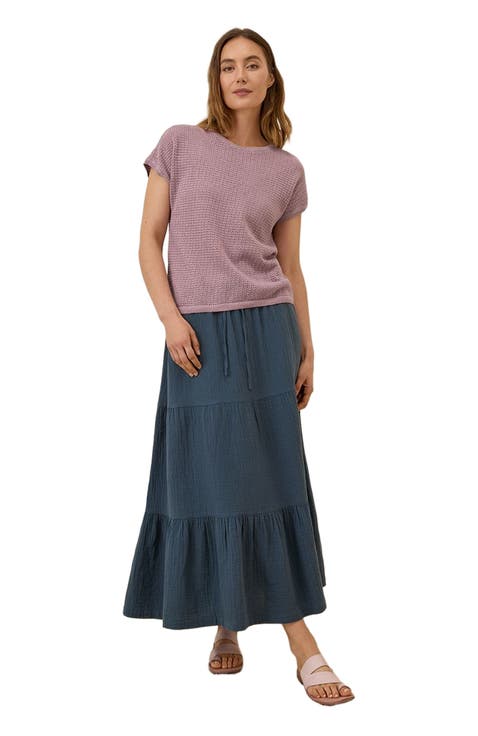 Beachside Linen Short Sleeve Top Made with Organic Cotton