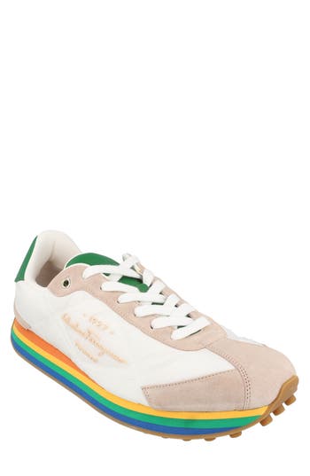 Ferragamo Iggy Rainbow-sole Sneakers In White
