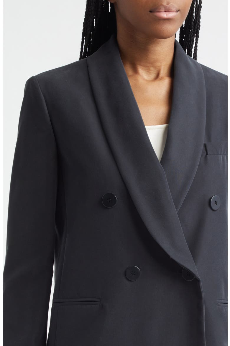 Relaxed Fit Double Breasted Cupro Blazer, Alternate, color, SOLID BLACK