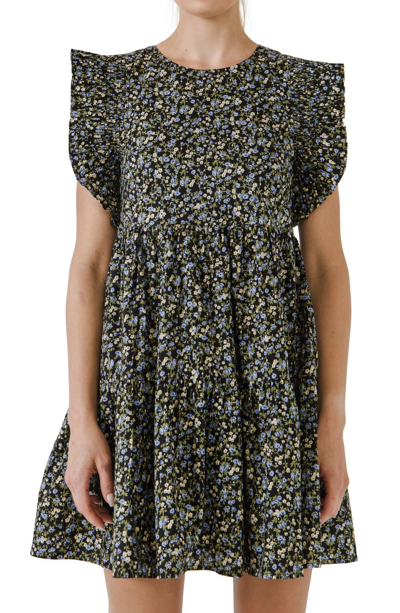 English Factory Floral Print Cotton Minidress, Alternate, color, 
