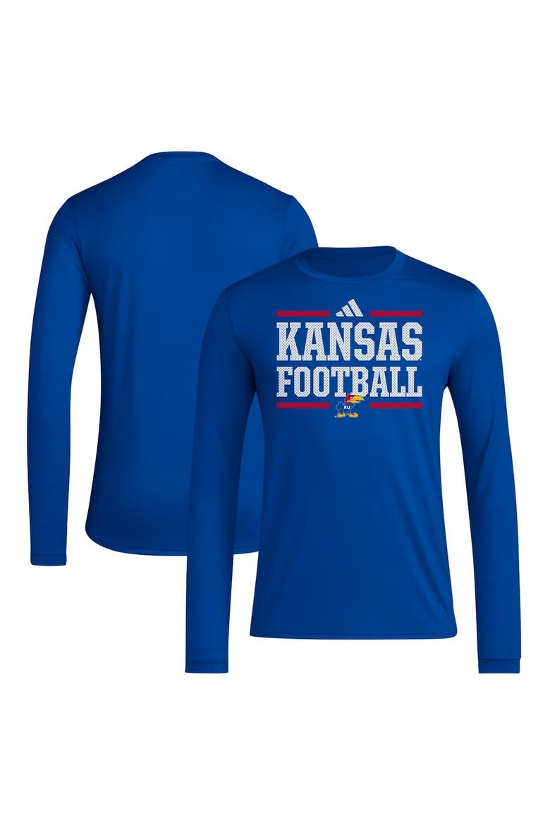 Men's adidas Royal Kansas Jayhawks Locker Football Pre-Game AEROREADY Long Sleeve T-Shirt, Alternate, color, Royal