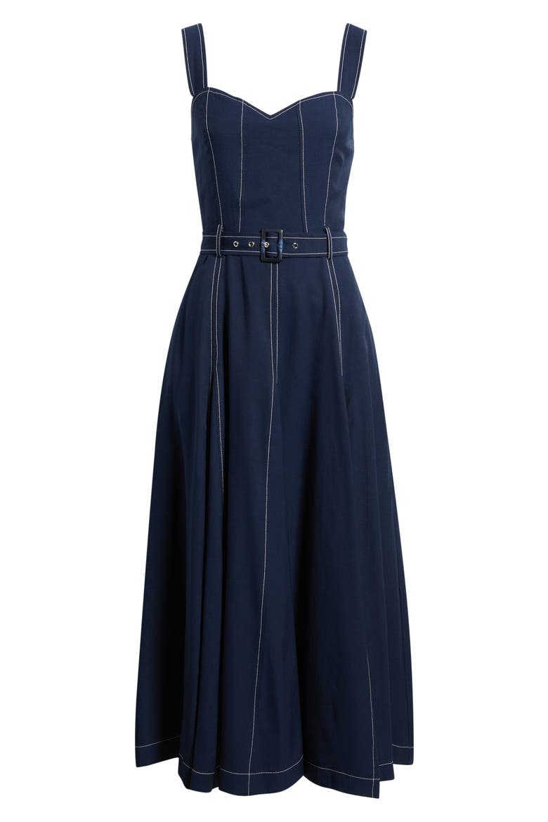 Ariena Belted Maxi Dress, Alternate, color, NAVY