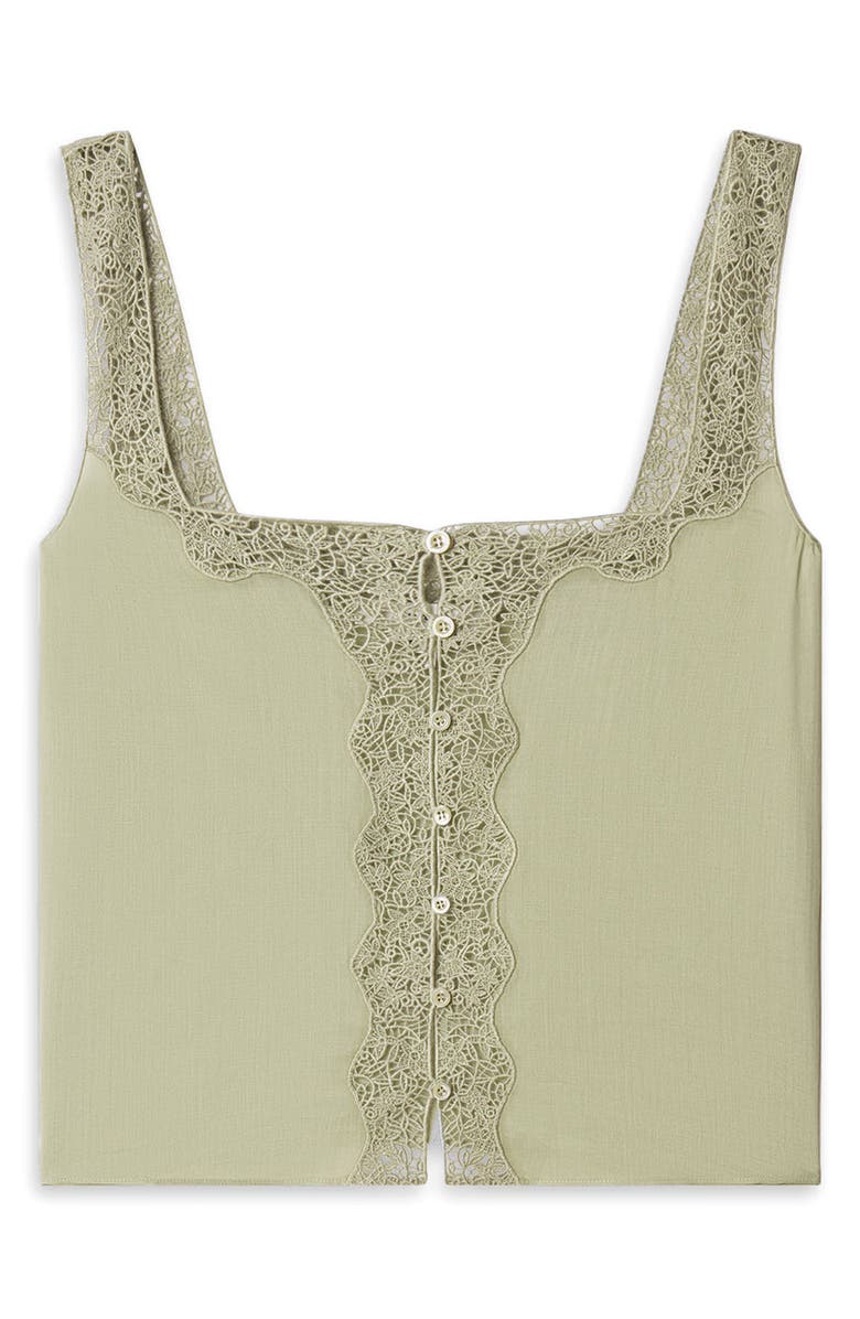 FRAME The Embroidered Crop Tank, Main, color, Sage