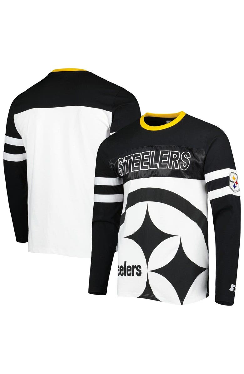 STARTER Men's Starter Black/White Pittsburgh Steelers Halftime Long Sleeve T-Shirt, Main, color, 