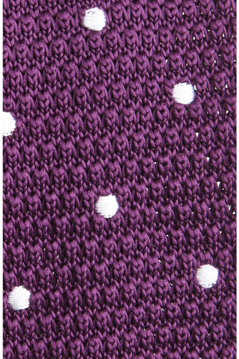 Plum Polka Dot Knit Silk Tie, Alternate, color, PLUM
