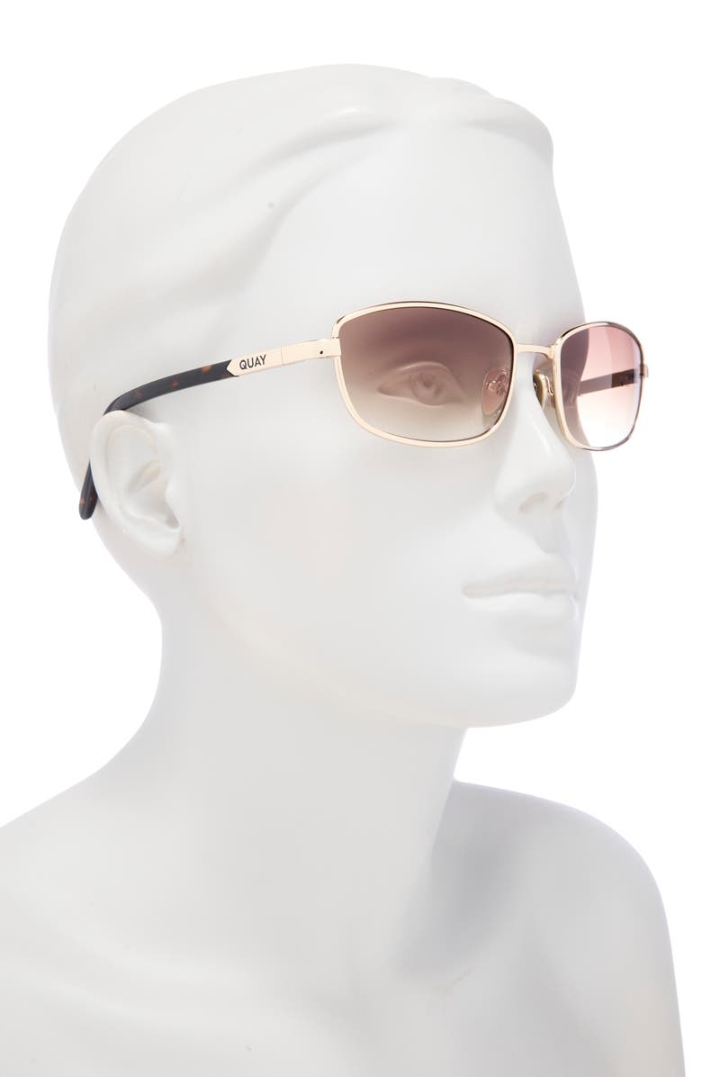 QUAY Text Me 58mm Gradient Square Sunglasses, Alternate, color, Gold/ Sepia