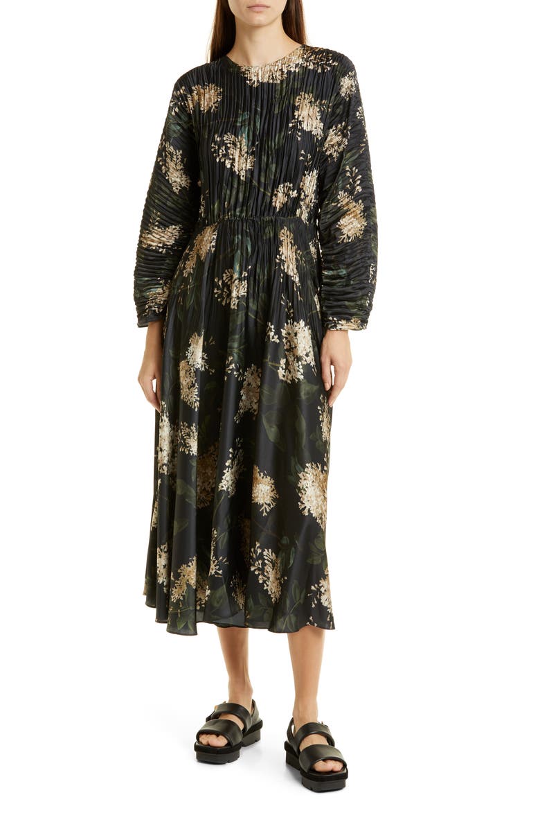 Vince Lilac Floral Print Pleated Dress, Main, color,